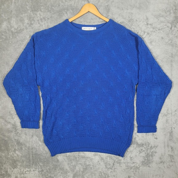 Vintage Jantzen Sweater Mens Large Tall Cable Knit Crewneck Pullover USA 90s - Picture 1 of 8